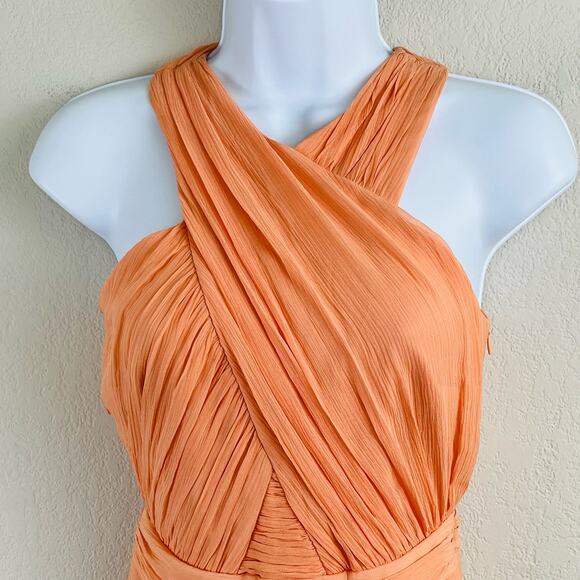 Veronica Beard Florencia Cross Front Silk Sleeveless Coral Chiffon Maxi Dress 8 - Picture 7 of 16
